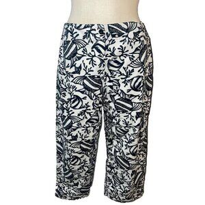 Talbots Women Vintage Wide Leg Crop Pants size 12 Fish Print made in USA Stretch
